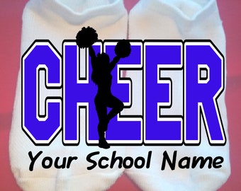 Cheer - Cheerleader - Your School Name or Team  - Lucky Socks - Custom Socks - cheer socks - Custom: choose any colors **NOT VINYL**
