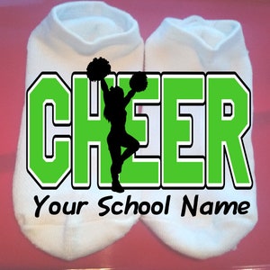 Cheer - Cheerleader - Your School Name or Team  - Lucky Socks - Custom Socks - cheer socks - Custom: choose any colors **NOT VINYL**