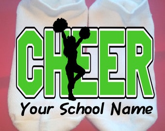 Cheer - Cheerleader - Your School Name or Team  - Lucky Socks - Custom Socks - cheer socks - Custom: choose any colors **NOT VINYL**