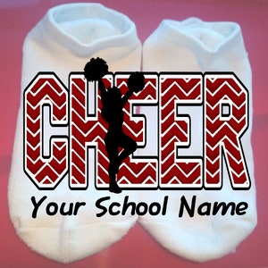 Cheer - Chevron - Cheerleader - Your School Name or Team  - Lucky Socks - Custom Socks - cheer socks - Custom: any colors **NOT VINYL**