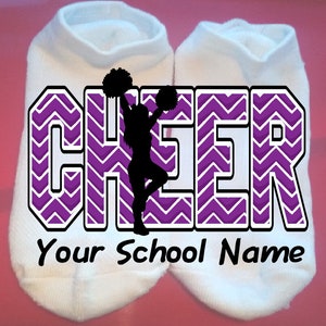 Cheer - Chevron - Cheerleader - Your School Name or Team  - Lucky Socks - Custom Socks - cheer socks - Custom: any colors **NOT VINYL**
