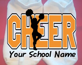 Cheer - Cheerleader - Your School Name or Team  - Lucky Socks - Custom Socks - cheer socks - Custom: choose any colors **NOT VINYL**