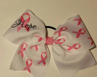 Hope - Cancer Awareness Bow - cheer bow - custom: choose your word