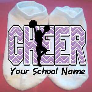 Cheer - Chevron - Cheerleader - Your School Name or Team  - Lucky Socks - Custom Socks - cheer socks - Custom: any colors **NOT VINYL**