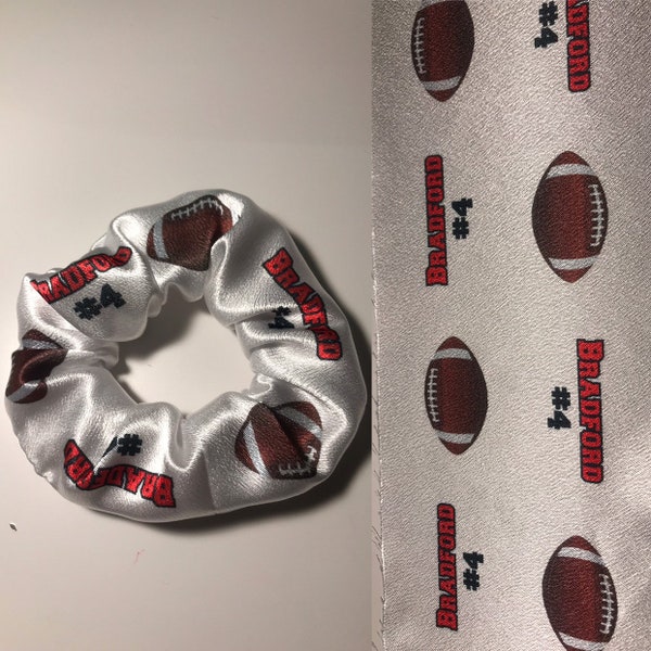 CUSTOM Football Scrunchies - Athlete / Number = Any Colors - Cheer scrunchie / dance scrunchie / sports scrunchie / gymnastics scrunchie