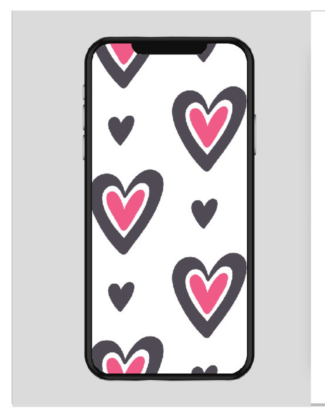 Phone Case Valentine Heart Designs Pink White Gray Graphic Phone Case