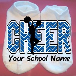 Cheer - Chevron - Cheerleader - Your School Name or Team  - Lucky Socks - Custom Socks - cheer socks - Custom: any colors **NOT VINYL**