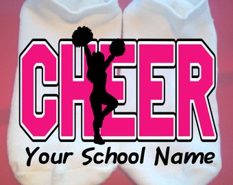 Cheer - Cheerleader - Your School Name or Team  - Lucky Socks - Custom Socks - cheer socks - Custom: choose any colors **NOT VINYL**