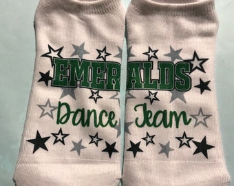 Dance Team Socks - Custom Socks - Team Socks - Lucky Socks - Cheer Socks - Dance Socks - Custom: any team/name/graphic/colors **NOT VINYL**