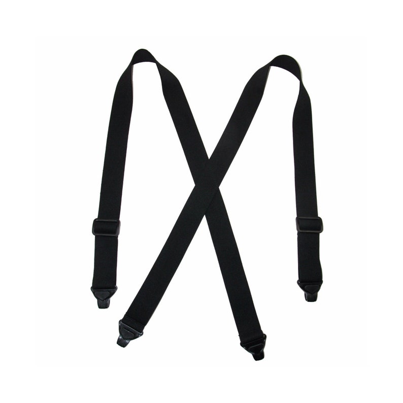 Black Elastic Plastic Clip-End TSA Compliant Airport Suspenders USA Made