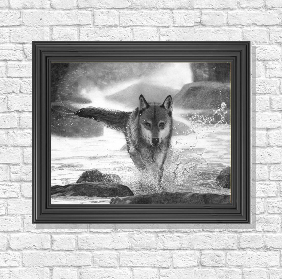 Gray Wolf Print, Wolf Drawing Print, Printable Wolf Art, Gray Wolf Art ...