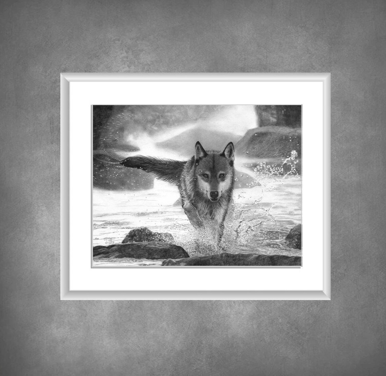 Gray Wolf Print, Wolf Drawing Print, Printable Wolf Art, Gray Wolf Art