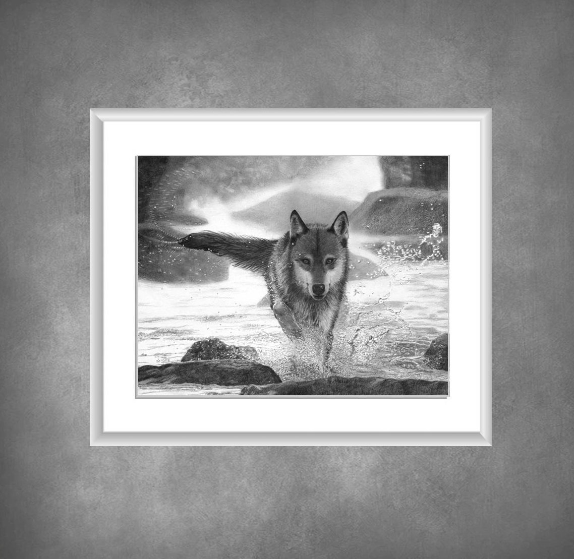 Gray Wolf Print, Wolf Drawing Print, Printable Wolf Art, Gray Wolf Art ...