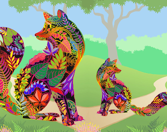 Fox Art Print, Woodland Fox Art, Digital Download Fox, Whimsical Fox Print, Instant Download