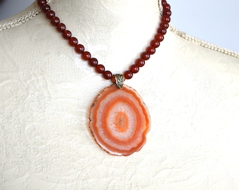 Orange and White Pendant Necklace