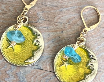 Crescent Moon and Comet One-of-a-Kind Earrings