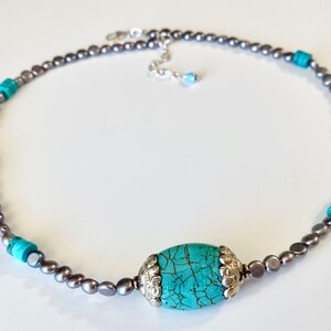 Turquoise and Freshwater Pearl One-of-a-Kind Choker