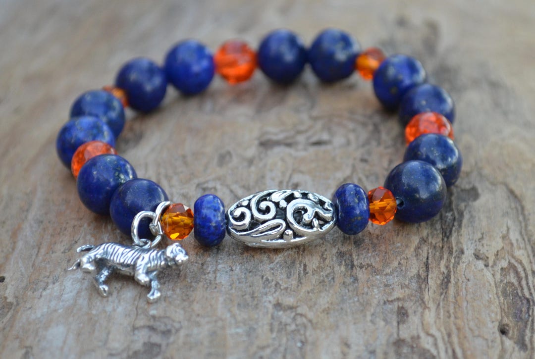 Tigers Enamel Script Necklace in Burnt Orange