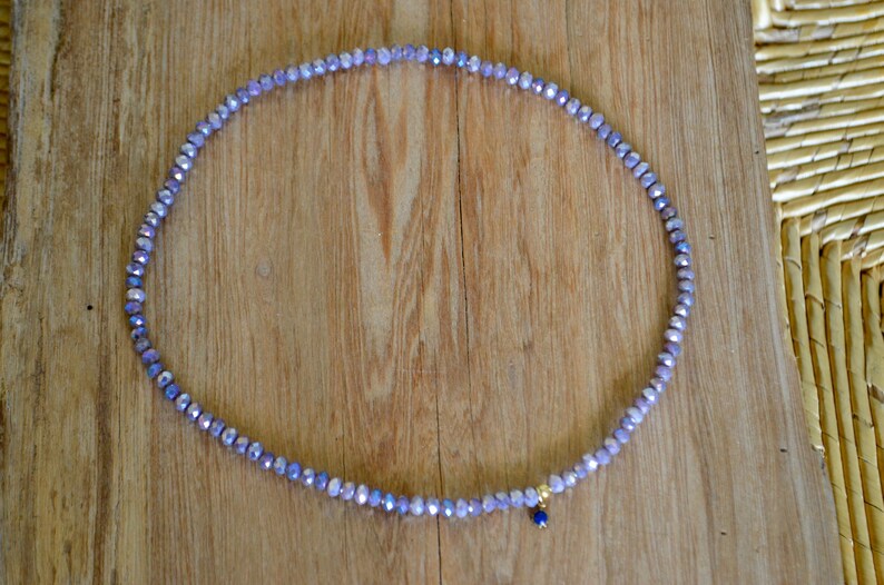 Purple Stretchy Dainty Jewelry Layering Crystal Choker Minimal Choker