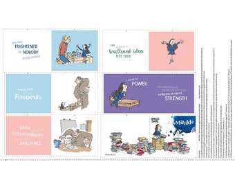 per FQ 110cm wide #3 Matilda Pale Pink Cotton Fabric by Roald Dahl