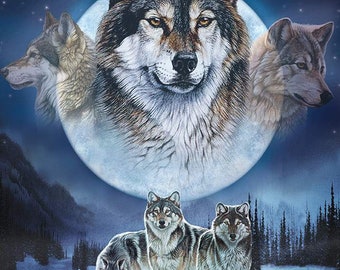 Hoffman Call of the Wild Minky Cuddle Wolf Nature Cotton Quilt Panel 33 x 45
