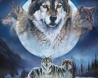 Hoffman Call of the Wild Minky Cuddle Wolf Nature Cotton Quilt Panel 33 x 45