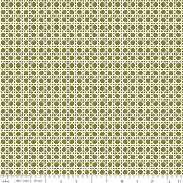 With a Flourish Weave C12733 Green - Riley Blake Designs - Geometric Basket Weave - Quilting Cotton Fabric