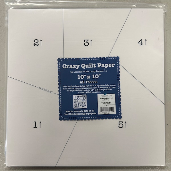 SALE 10" Crazy Quilt Paper ST-3610 by Lori Holt - Riley Blake - For Accurate Cutting 42 Sheets 8" Finished Block