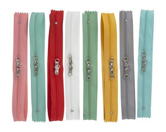 SALE Lori Holt Happy Zippers ST-22902 - Riley Blake Designs - Package of 8 Assorted Colors