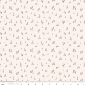 Round the Mountain Pinpoint Pines C13817 Cream - Riley Blake Designs - Pine Trees - Quilting Cotton Fabric