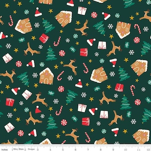 FLANNEL Flannel Christmas Icons F16523 Forest - Riley Blake Designs - Trees Presents Snowflakes Gingerbread - FLANNEL Cotton Fabric