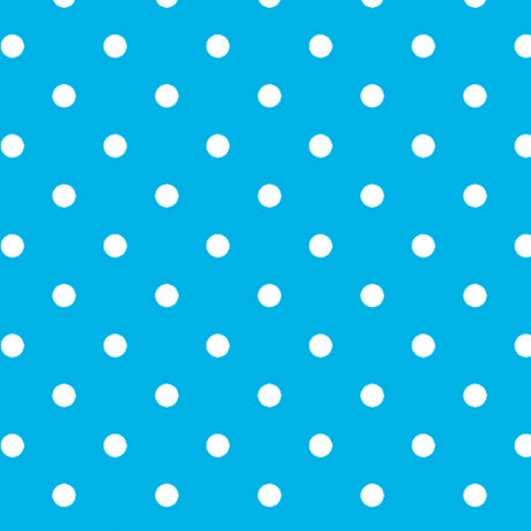 SALE Dots and Stripes and More Brights Small Dot 28892 Q Turquoise - QT Fabrics - Polka Dots Dotted - Quilting Cotton Fabric