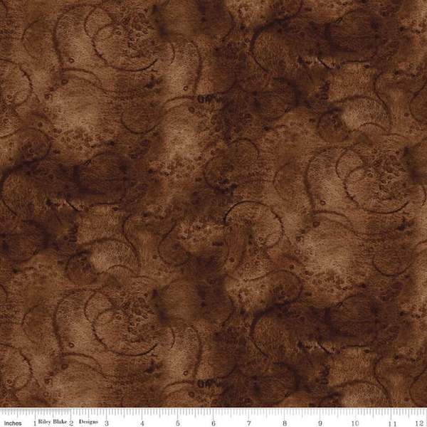 SALE Painter's Watercolor Swirl C680 Warm Sepia - Riley Blake Designs - Brown Tone-on-Tone - Quilting Cotton Fabric