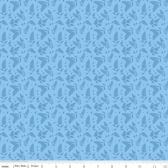 CLEARANCE Bluebonnet Breeze Tonal C11644 Sky - Riley Blake - Floral Flowers  Bluebonnets Tone-on-Tone - Quilting Cotton Fabric