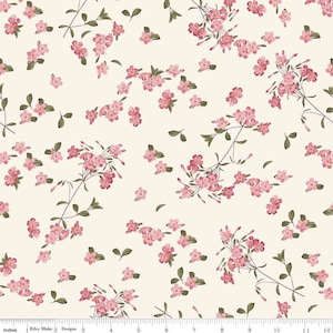 Springtime Blossoms C12813 Pink by Riley Blake Designs - Flowers Leaves Floral Pink Cream Easter - Quilting Cotton Fabric