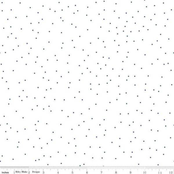 SALE Pin Dot Denim - Riley Blake Designs - White and Blue - Lori Holt - Quilting Cotton Fabric