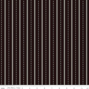 May include: Black and white striped fabric with a subtle dashed line pattern. The fabric is a repeating pattern of vertical stripes.