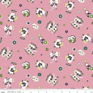SUPER DEAL BTY! The Carnaby Collection Retro Indigo Fluttering Floral A 04775944 - Riley Blake - Liberty - Quilting Cotton Fabric