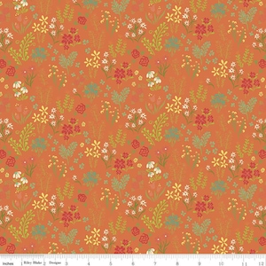 SALE Indigo Garden Scattered Floral C11272 Orange - Riley Blake Designs - Flowers - Quilting Cotton Fabric