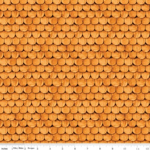 May include: A seamless pattern of orange and brown overlapping shingles, resembling a wooden roof.