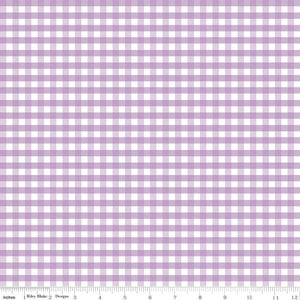 30" End of Bolt - Lavender White Medium PRINTED Gingham - Riley Blake Designs - 1/4" Quarter Inch Purple Check - Quilting Cotton Fabric