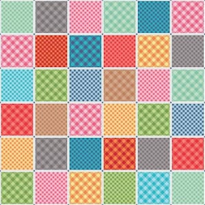 May include: A colorful patchwork quilt with a gingham pattern. Each square features a different color and has a motivational quote written on it. The quotes include "Say please and thank you", "Love yourself", "Look on the bright side", "Make your own happy", "Create joy every day", "Sino", and "Work hard and be kind".
