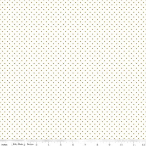 SALE Gold SPARKLE Swiss Dot on White by Riley Blake Designs - Polka Dots Metallic - Quilting Cotton Fabric