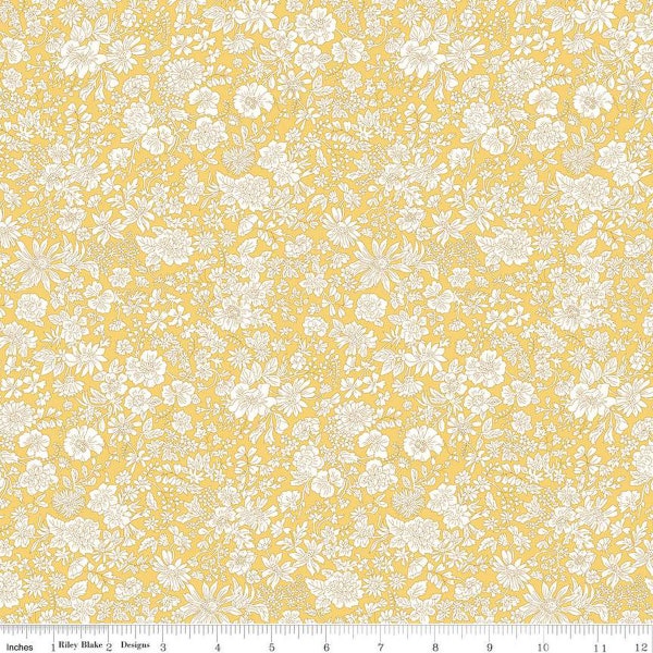 SALE Emily Belle Collection 01666401A Sunshine Yellow - Riley Blake Designs - Floral Flowers - Liberty Fabrics - Quilting Cotton Fabric