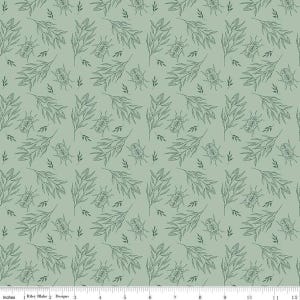 SALE Garden Dreams Beetle C15092 Sage - Riley Blake Designs - Sprigs Leaves Bugs - Quilting Cotton Fabric