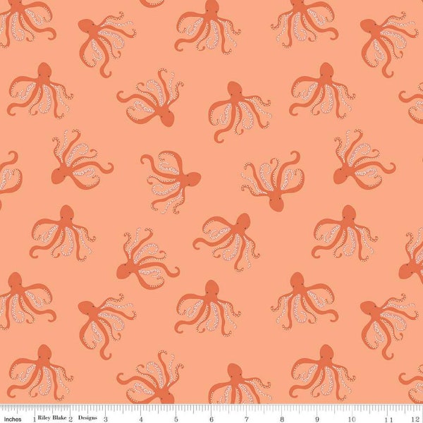 Hoist the Sails Octopi C12985 Marmalade by Riley Blake Designs - Octopus Sea Life - Quilting Cotton Fabric