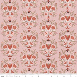 CLEARANCE Garden Dreams Floral Damask C15091 Dusty Pink - Riley Blake Designs - Flower Bouquet - Quilting Cotton Fabric