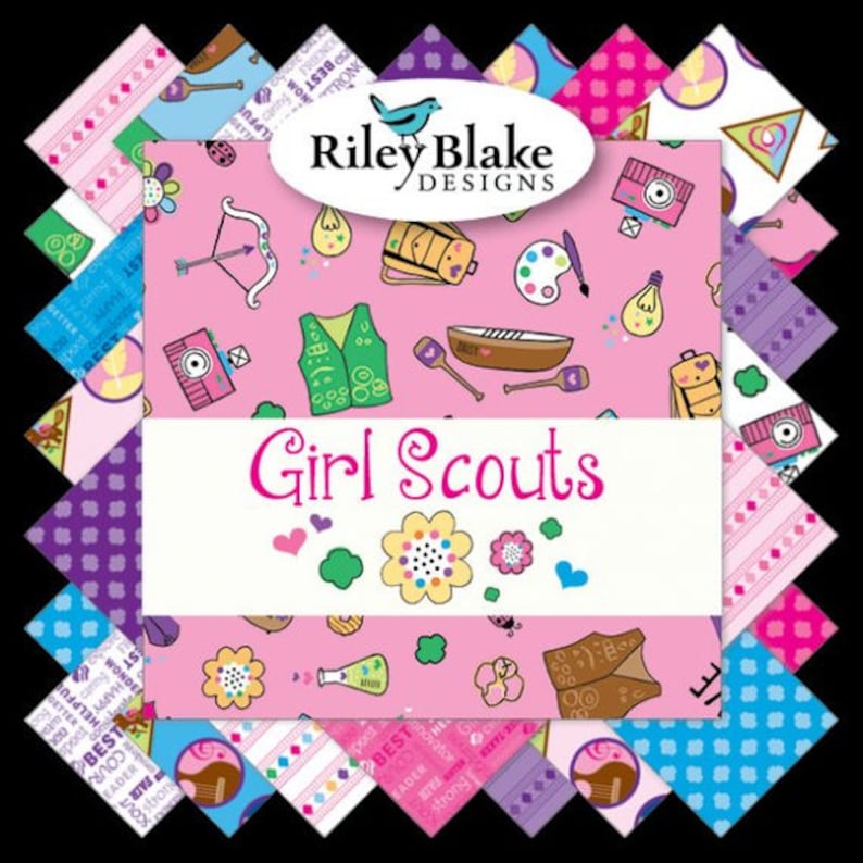 42 piece Precut Pre cut Scouting Riley Blake Designs Girl Scouts Charm Pack 5 Stacker Bundle Quilting Cotton Fabric