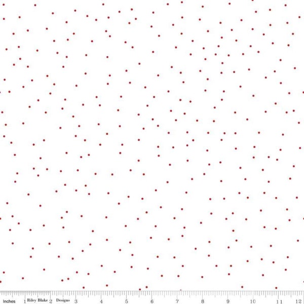 Pin Dot Red - Riley Blake Designs - Red on White Polka Dot - Quilting Cotton Fabric