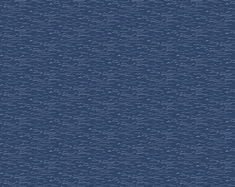 Fat Quarter End of Bolt - Wake at the Lake Water C14894 Navy - Riley Blake Designs - Tone-on-Tone Waves - Quilting Cotton Fabric